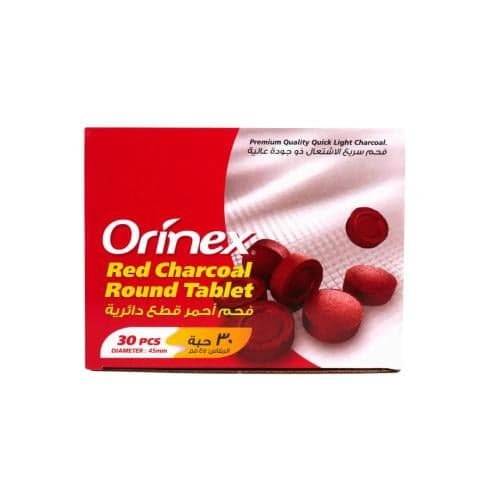Orinex – Red Round Charcoal XL 45 mm – 30 Discs